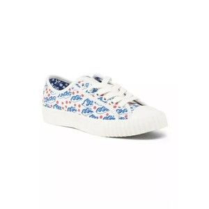 Julien David Bata Bullets Lace Up Sneakers Men’s Size 10 New White Blue Red Dots